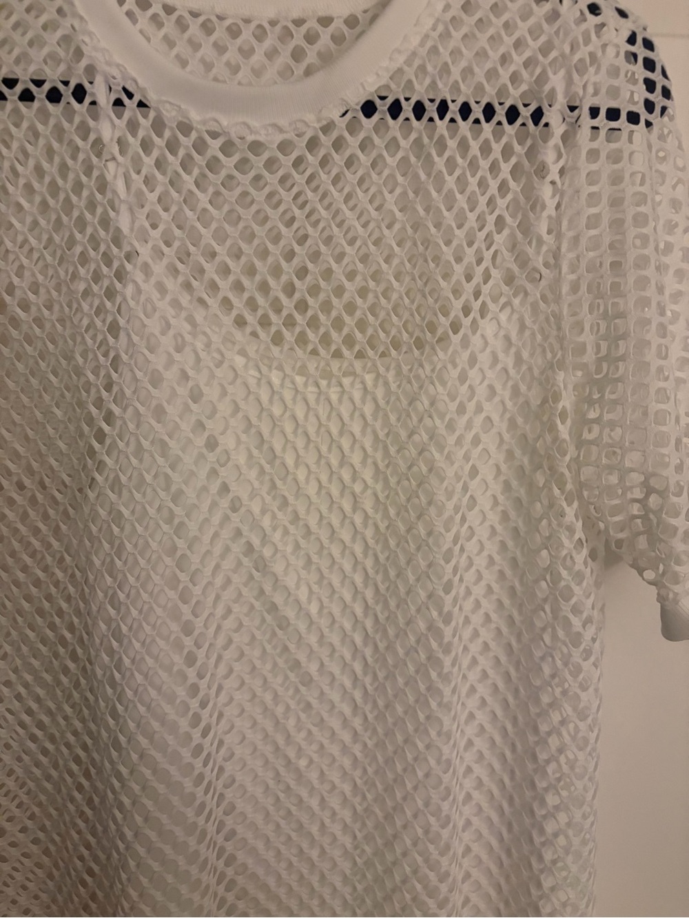 White Mesh Overlay Top with Built-In Tank dress